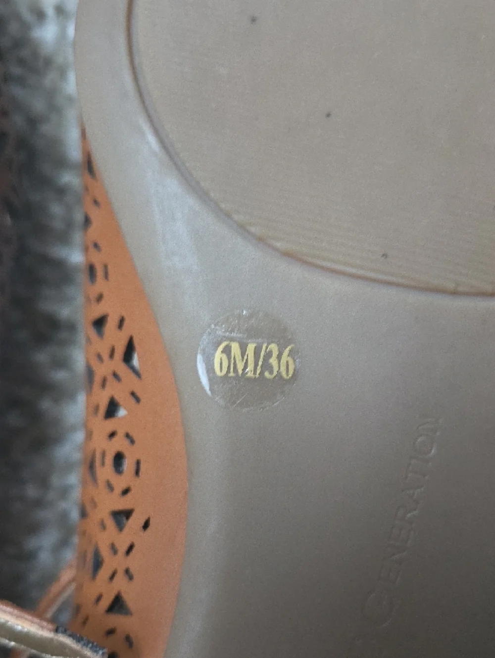 BCBGeneration Tan Laser-Cut Pointed Mary Jane Flats - Picture 9 of 10
